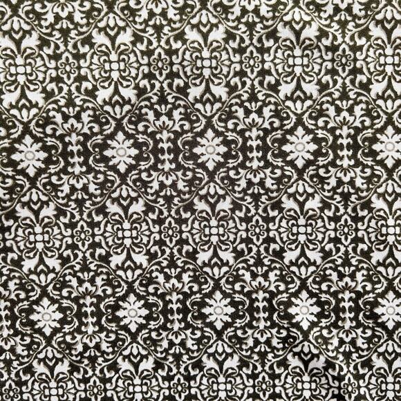 Womens Wide Leg Pants Green Damask Print Stretchy Boho Hippie Festival Beachy - Picture 2 of 8